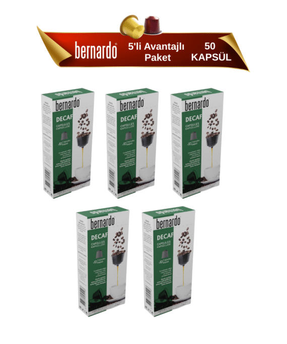 Bernardo Decaf 5’li Kutu Kapsül Kahve – Nespresso® Uyumlu Yoğun ve Güçlü Espresso