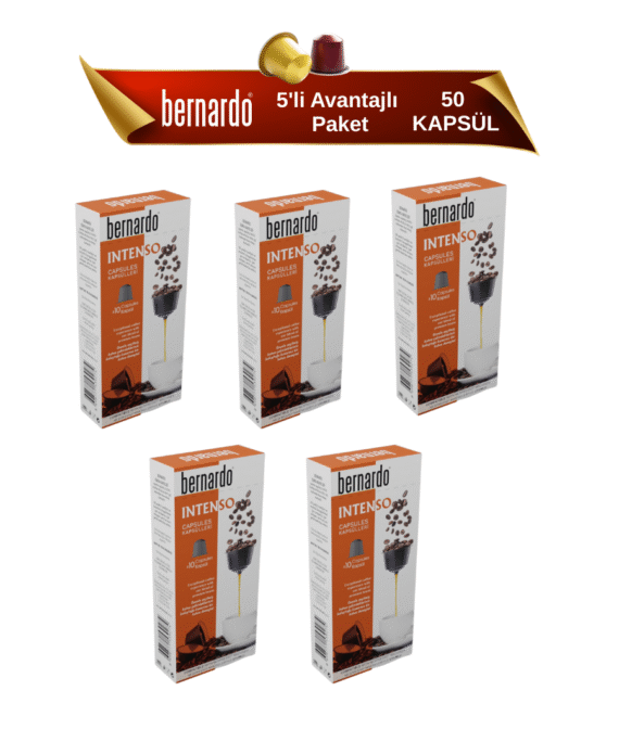 Bernardo İntenso 5’li Kutu Kapsül Kahve – Nespresso® Uyumlu Yoğun ve Güçlü Espresso
