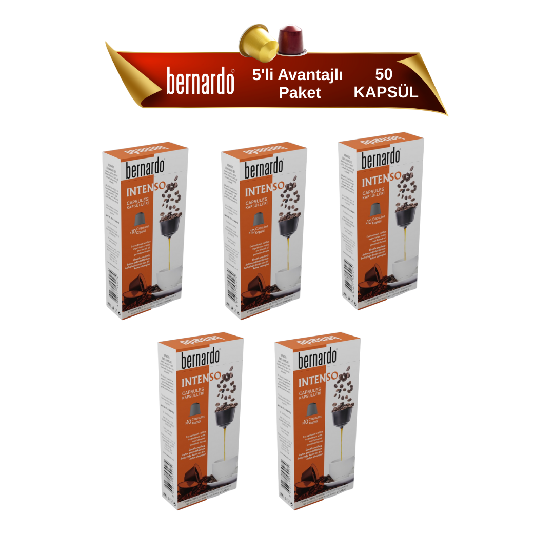 Bernardo İntenso 5’li Kutu Kapsül Kahve – Nespresso® Uyumlu Yoğun ve Güçlü Espresso