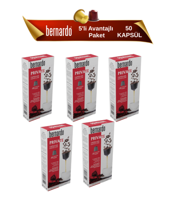 Bernardo Private 5’li Kutu Kapsül Kahve – Nespresso® Uyumlu Yoğun ve Güçlü Espresso